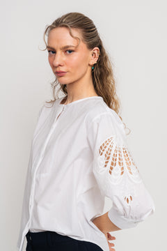 KelliseCC Lace Cut Shirt - White