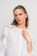 KelliseCC Lace Cut Shirt - White