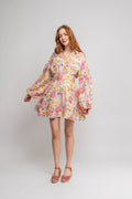 Linen Mini Dress - Vintage Corals