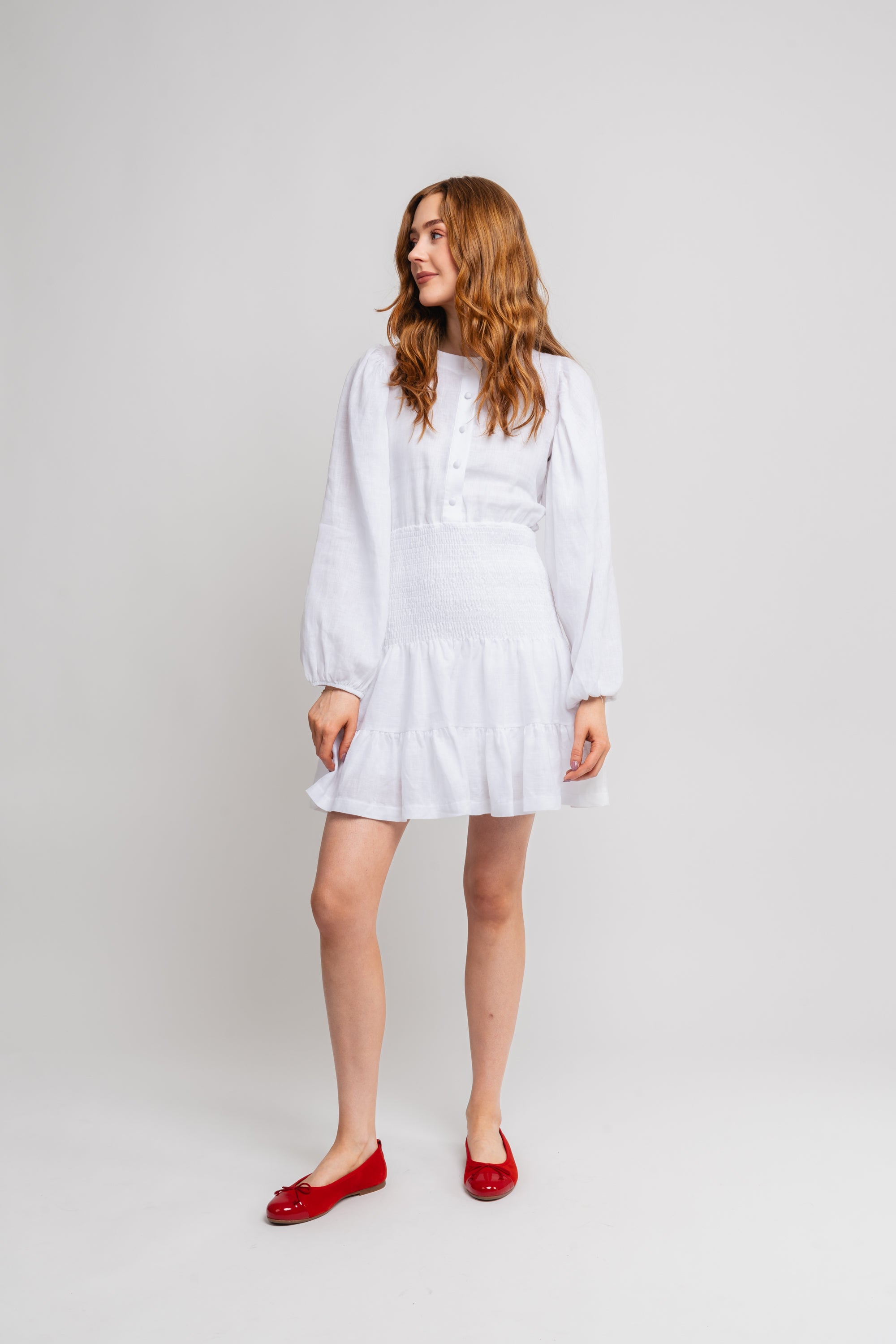 Martine Linen Dress - White