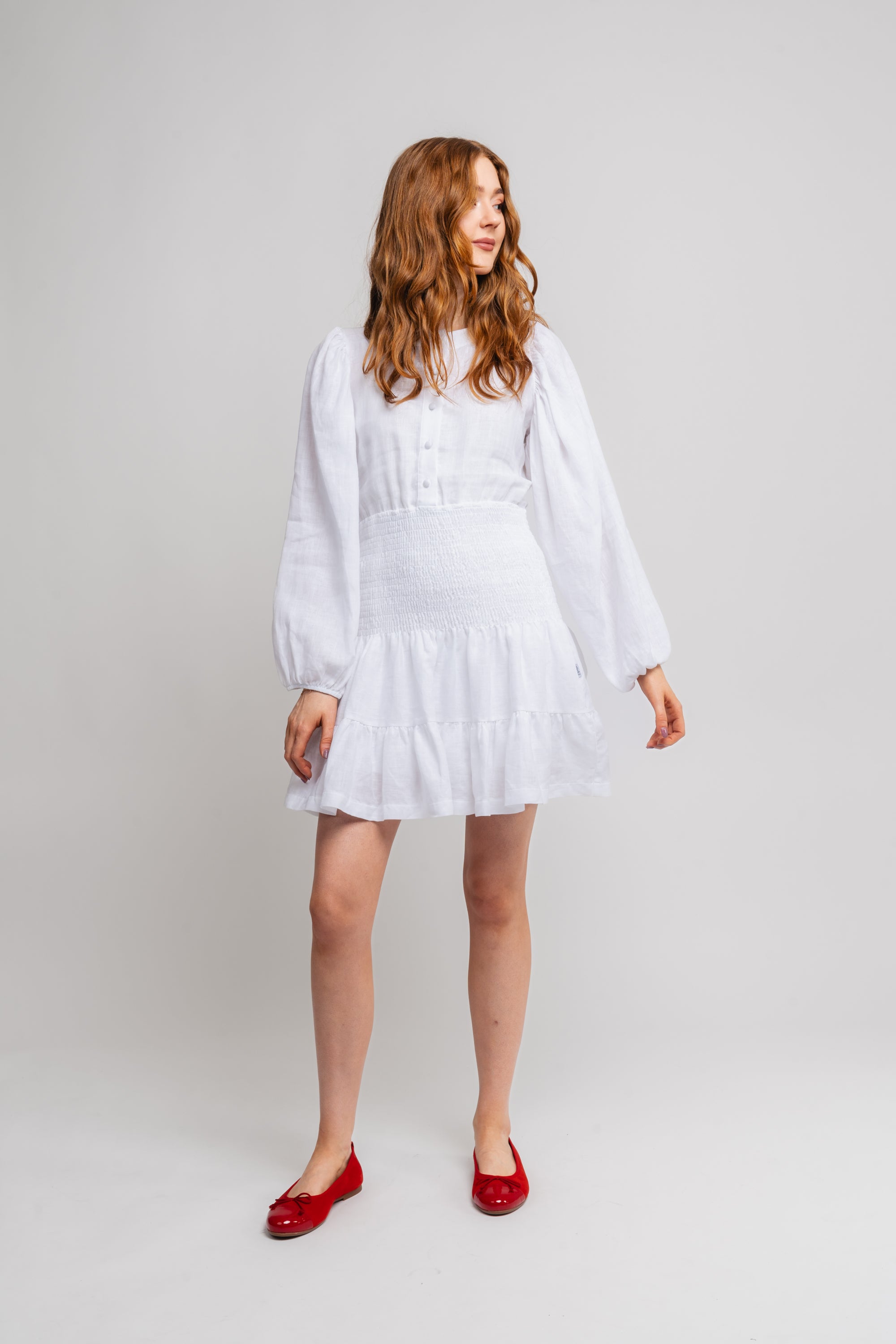 Martine Linen Dress - White