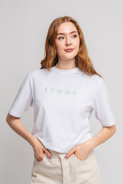 Vilja Ss Printed Tee W - Bright White Lime Green