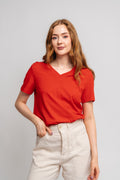 Essential Ss V-Neck Tee - Flame Scarlet