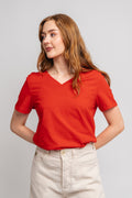 Essential Ss V-Neck Tee - Flame Scarlet