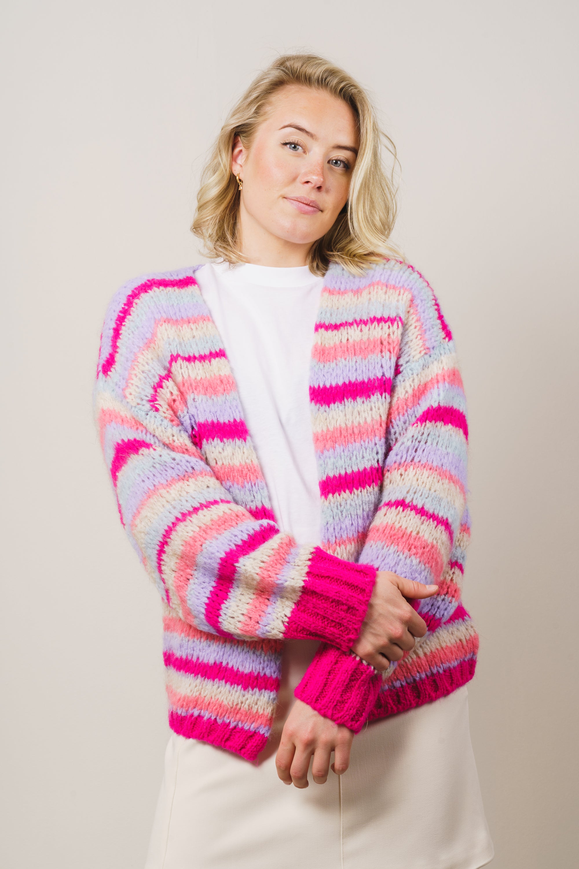 Pool Knit Cardigan - Pink Mix