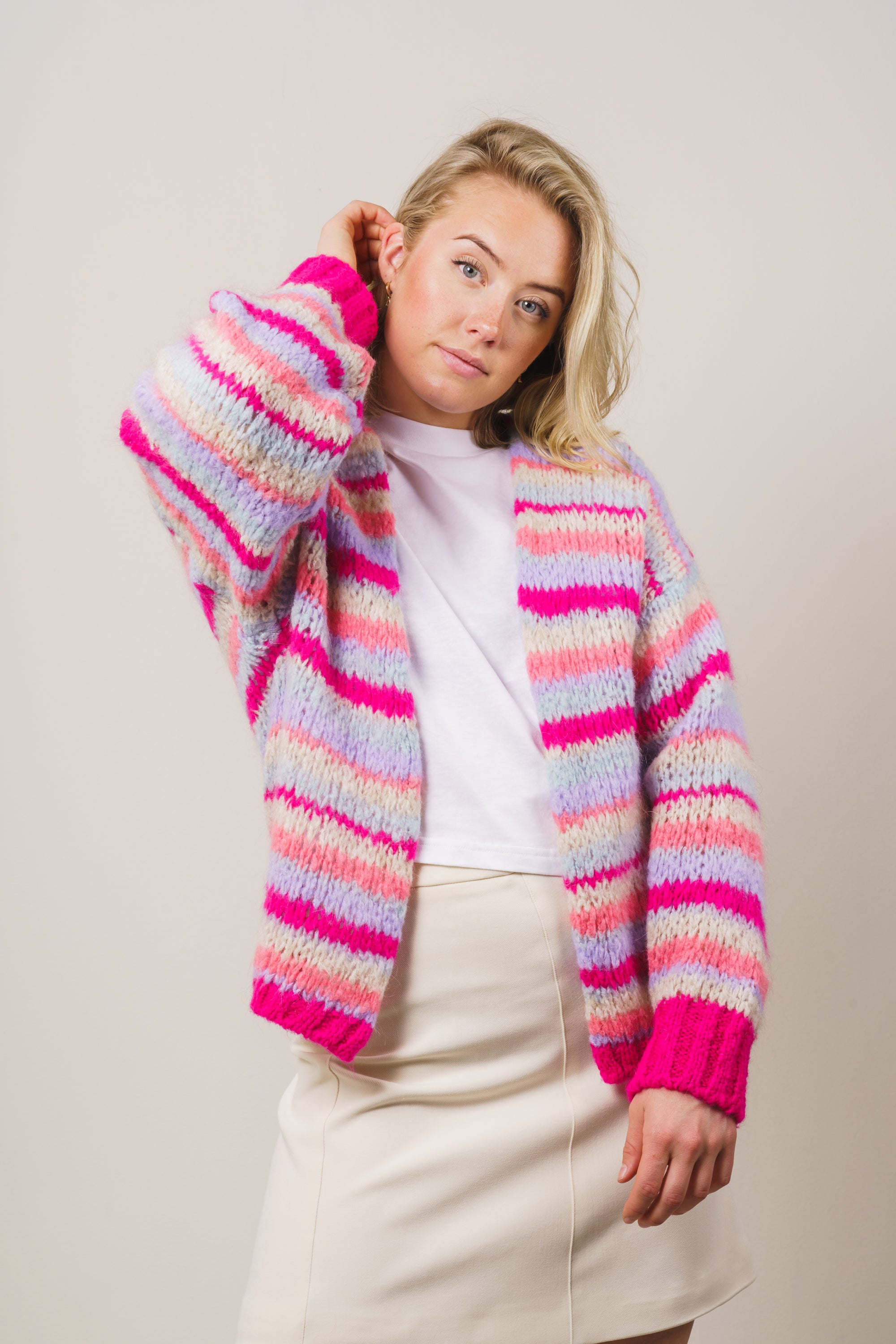 Pool Knit Cardigan - Pink Mix