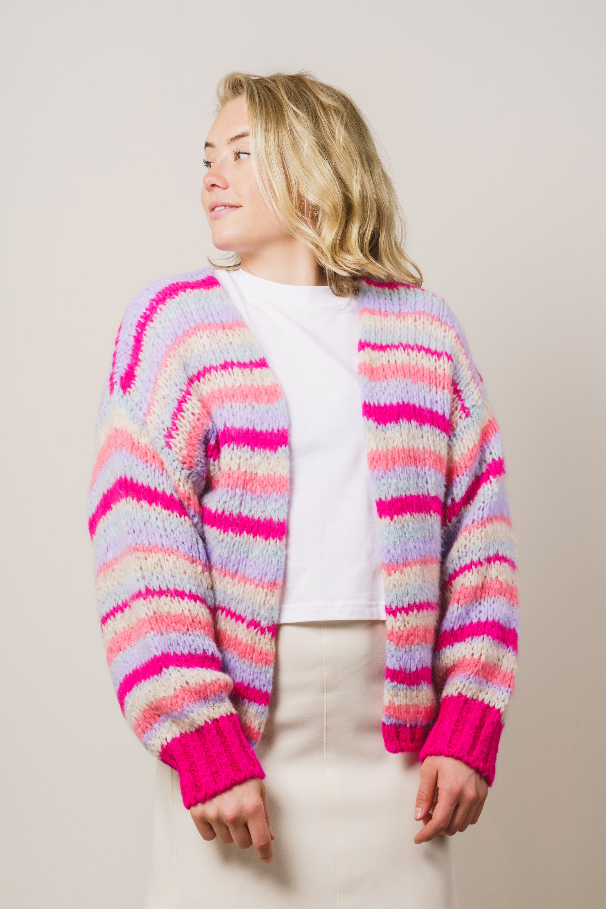 Pool Knit Cardigan - Pink Mix