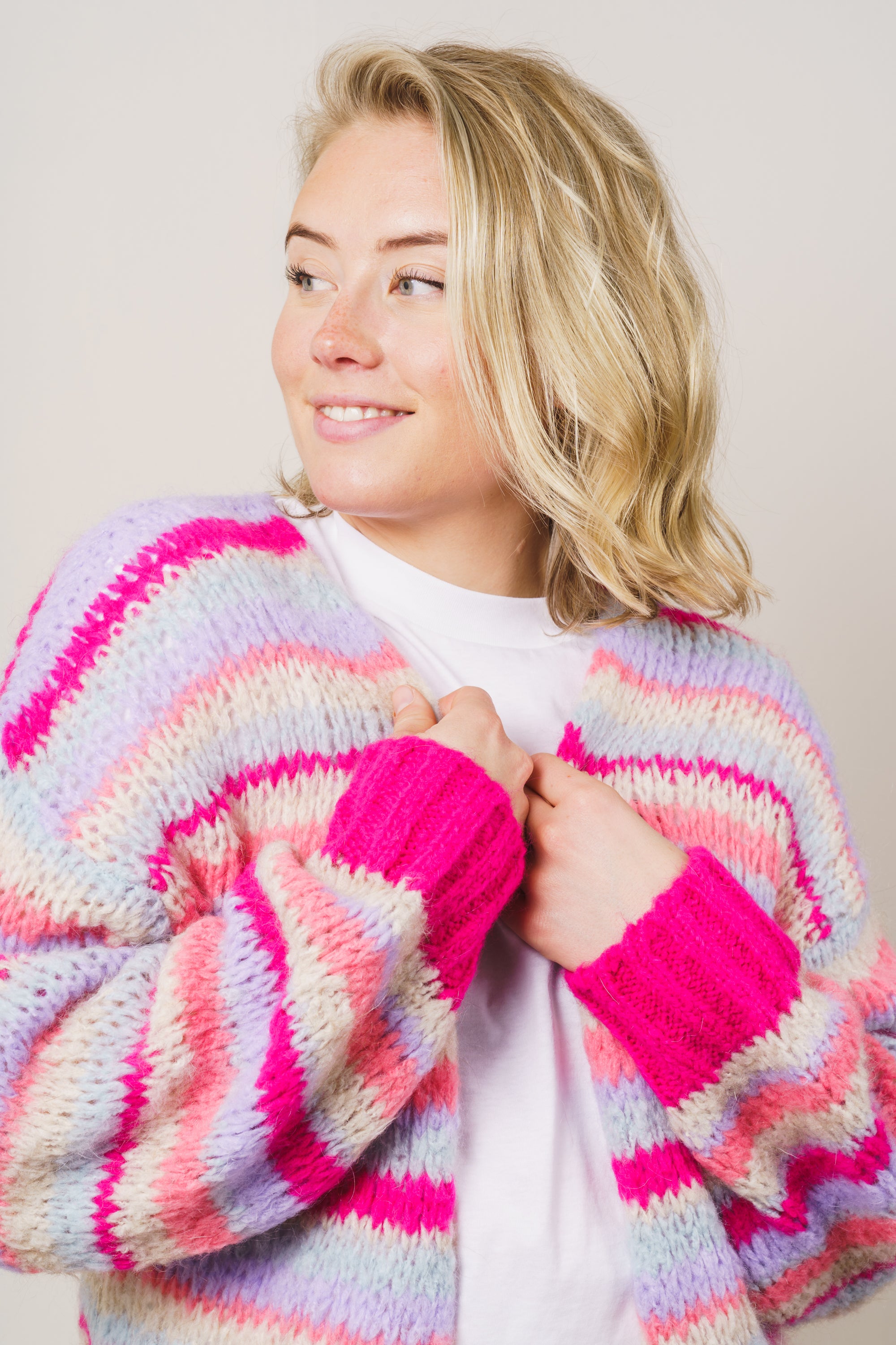 Pool Knit Cardigan - Pink Mix