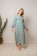 Florentina Long Dress - Green Flower