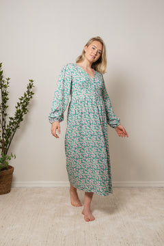 Florentina Long Dress - Green Flower