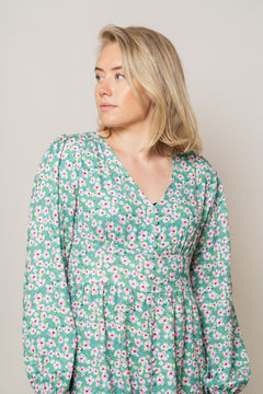 Florentina Long Dress - Green Flower