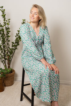 Florentina Long Dress - Green Flower
