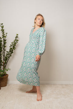Florentina Long Dress - Green Flower