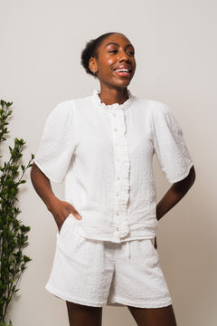 Elisa SS Cropped Shirt EX - Snow White
