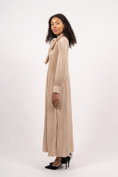 Satin Miami Long Dress - Shiny Oatmeal