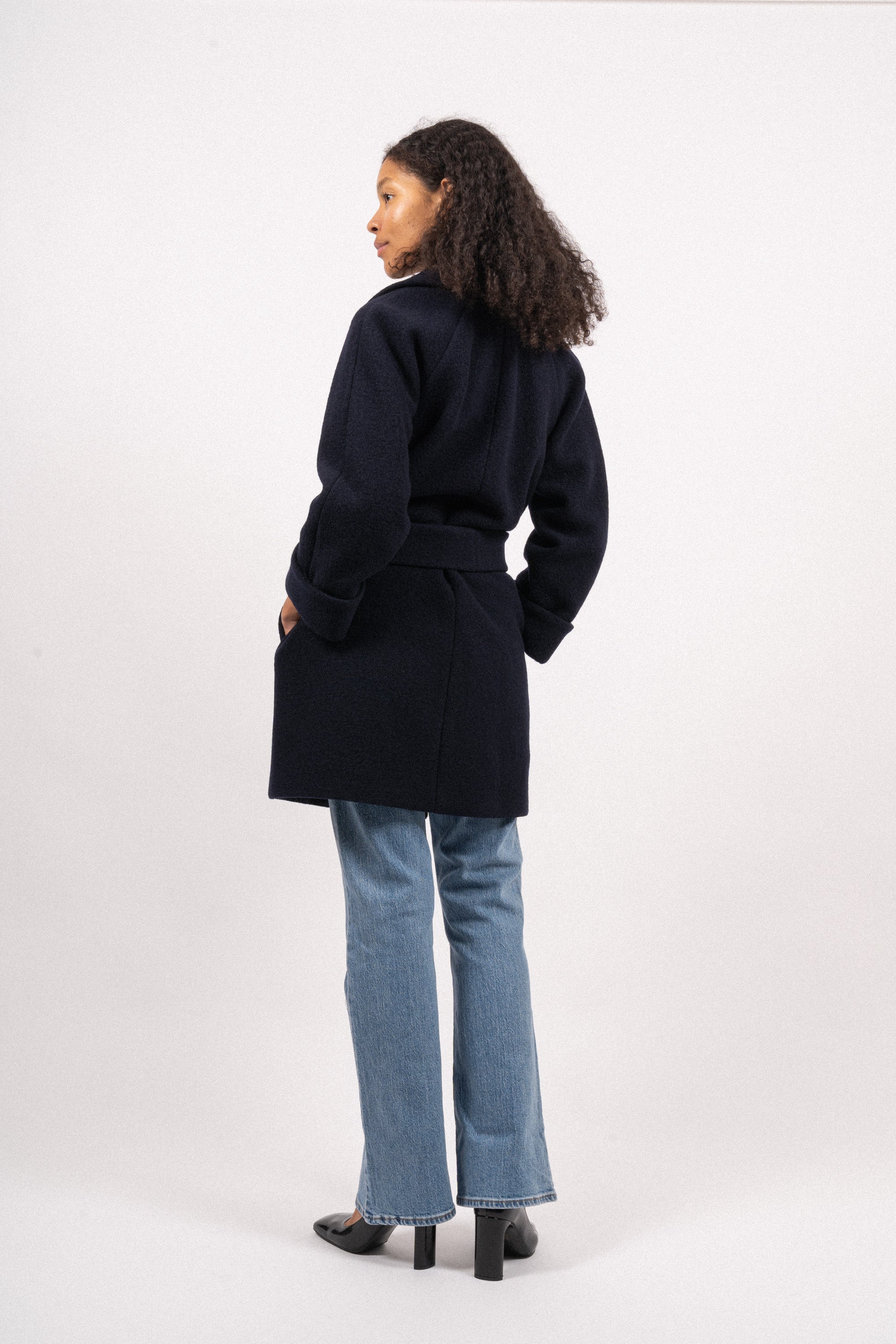Wool Coat Mid - Dk Blue
