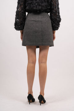 Yassummer HW Short Wool Mix Skirt - Grey Melange
