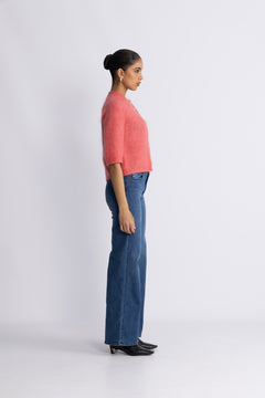 Andrea Knit Rib Cardigan - Spiced Coral
