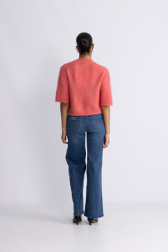 Andrea Knit Rib Cardigan - Spiced Coral