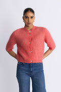 Andrea Knit Rib Cardigan - Spiced Coral