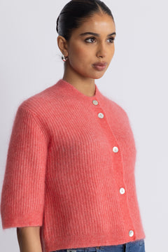 Andrea Knit Rib Cardigan - Spiced Coral