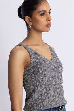 Cressida Melange Knit Top - Black