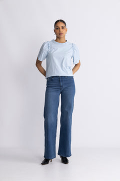 Penelope 2/4 Ruffle Tee Noos - Cashmere Blue