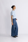 Penelope 2/4 Ruffle Tee Noos - Cashmere Blue