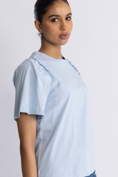 Penelope 2/4 Ruffle Tee Noos - Cashmere Blue