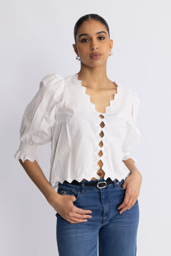 Gemmacc Embroidery Ss Shirt - White