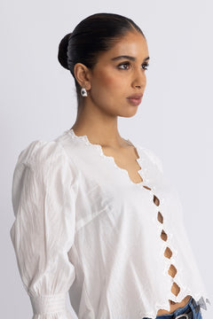 Gemmacc Embroidery Ss Shirt - White