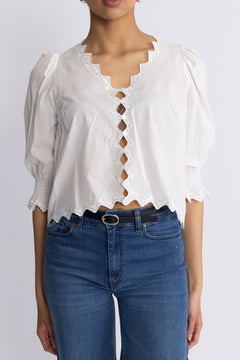 Gemmacc Embroidery Ss Shirt - White