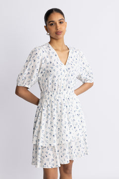 Amelina Vealine 2/4 Dress Aop - Aqua Haze Flwr