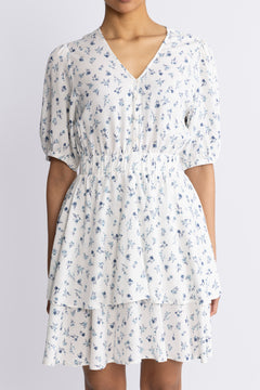 Amelina Vealine 2/4 Dress Aop - Aqua Haze Flwr