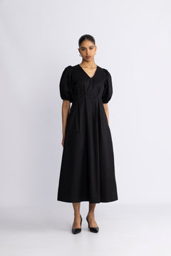 Poppycc Pleat Dress - Black