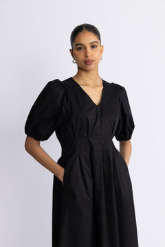 Poppycc Pleat Dress - Black
