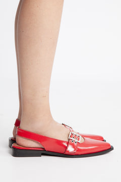 Biavictoria Single Buckle Slingback Leather - Red Nappalak