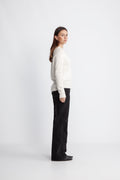 Lulu Ls Knit O-Neck B Noos - Snow White Melange