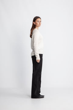 Lulu Ls Knit O-Neck B Noos - Snow White Melange