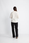 Lulu Ls Knit O-Neck B Noos - Snow White Melange