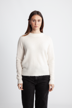 Lulu Ls Knit O-Neck B Noos - Snow White Melange