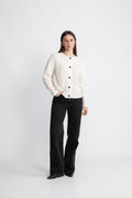 Lulu Ls Knit Short Cardigan B Noos - Snow White Melange