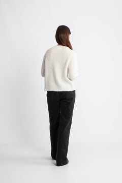 Lulu Ls Knit Short Cardigan B Noos - Snow White Melange