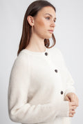 Lulu Ls Knit Short Cardigan B Noos - Snow White Melange