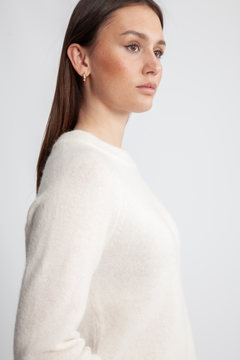 Lulu Ls Knit O-Neck B Noos - Snow White Melange
