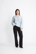 Yaszuma Ls Knit Cardigan - Clear Sky