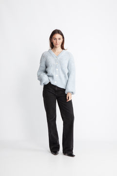 Yaszuma Ls Knit Cardigan - Clear Sky