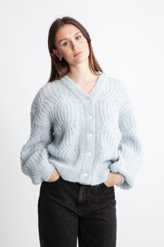Yaszuma Ls Knit Cardigan - Clear Sky