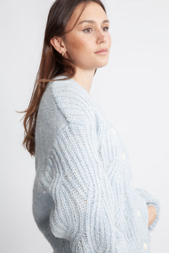 Yaszuma Ls Knit Cardigan - Clear Sky