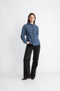 Bea Noa Ls Fittied Denim Shirt - Medium Blue Denim